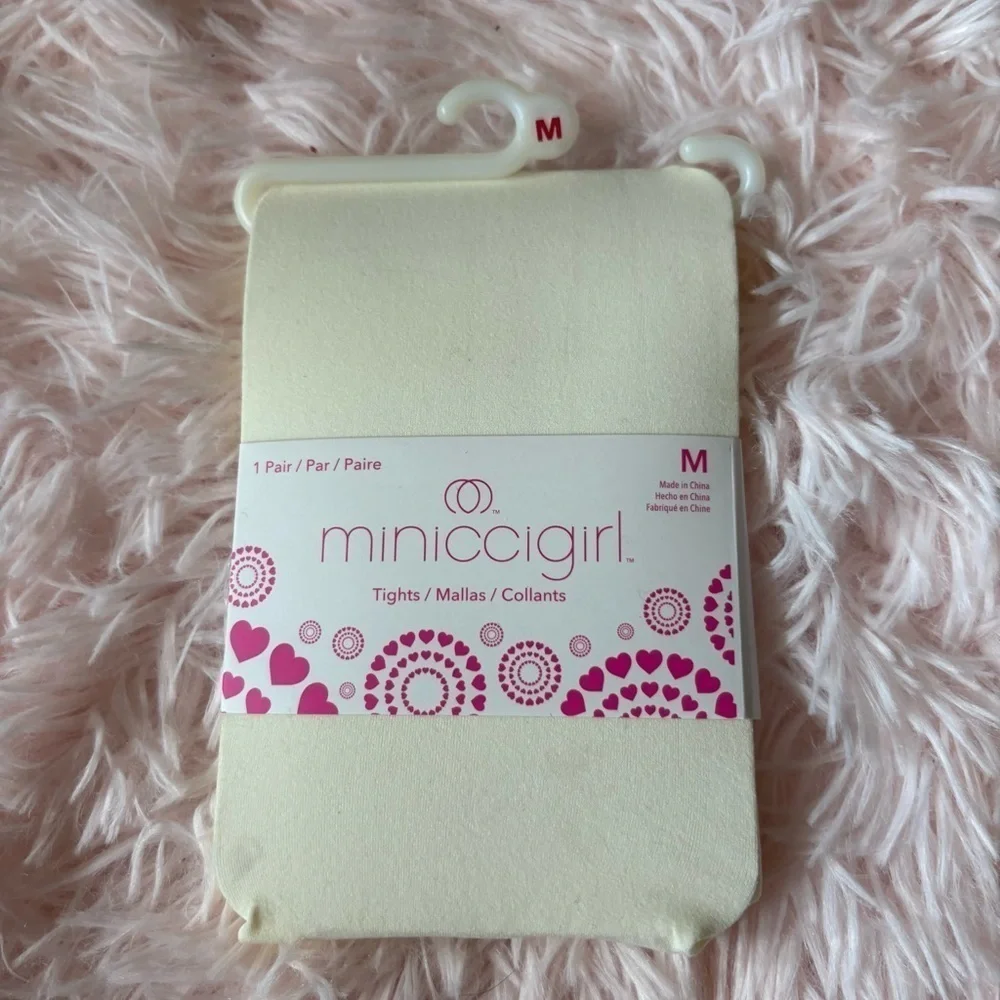 Minicci Cream Tights NEW Medium 4-6 Off White